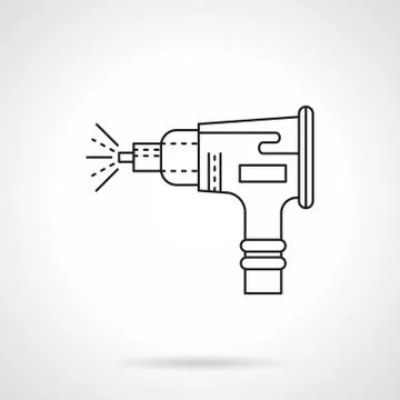 Sandblasting nozzle flat line vector icon Stock Illustration
