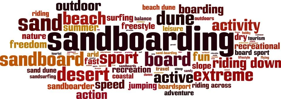 Sandboarding word cloud Stock-Illustration