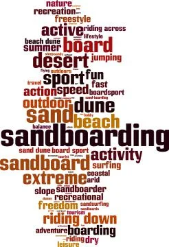 Sandboarding word cloud Stock Illustration