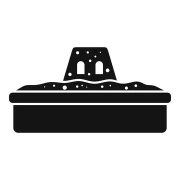Sandbox with sandcastle standing in backyard or playground Stock Illustration