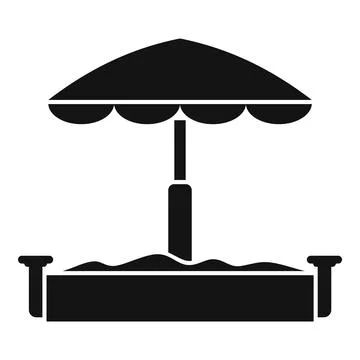 Sandbox with umbrella for backyard playing providing sun protection Stockillustratie