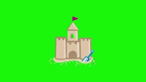 Sandcastle animation on green screen Video stock 334773825