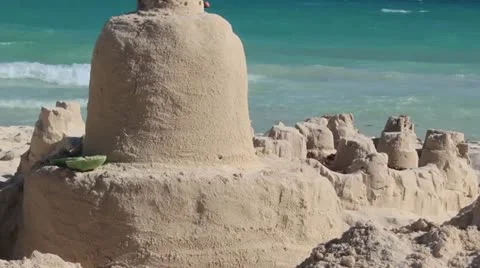 Sandcastle on Beach Video stock 10890132