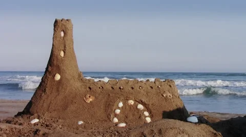 Sandcastle on beach Video stock 34277259
