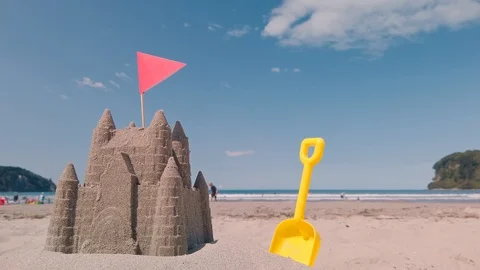Sandcastle on the Beach Stock-Footage 126731753