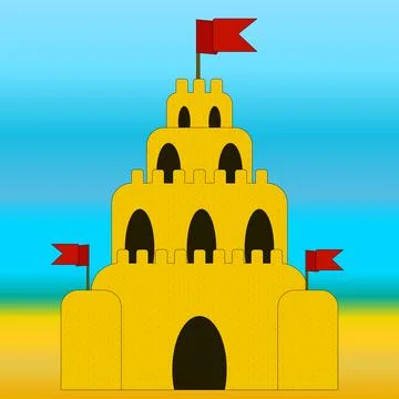 Sandcastle on the Beach - Summertime Fun Stock Illustration