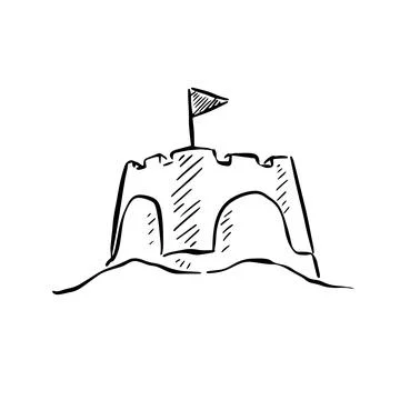 Sandcastle illustration with flag Stock Illustration