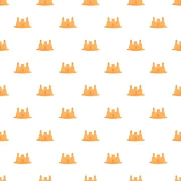 Sandcastle pattern creating a repeating summer vacation background Stock Illustration