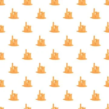 Sandcastle pattern creating a repeating summer beach theme Stock Illustration