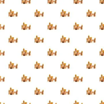 Sandcastle pattern repeating on white background Illustrazione stock
