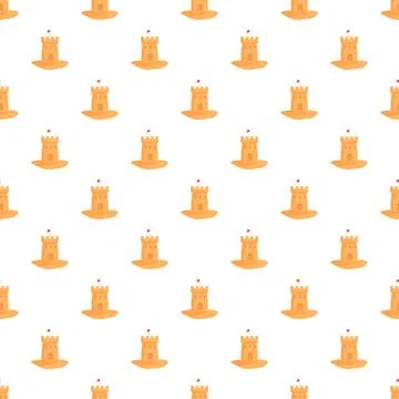 Sandcastle seamless pattern creating a repeating summer background Stock Illustration