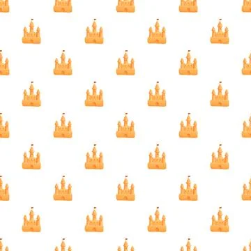 Sandcastle seamless pattern representing summer beach vacation イラスト素材