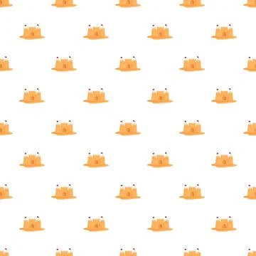 Sandcastle seamless pattern on white background Illustrazione stock