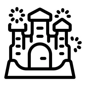 Sandcastle standing strong with fireworks exploding in background Stock Illustration