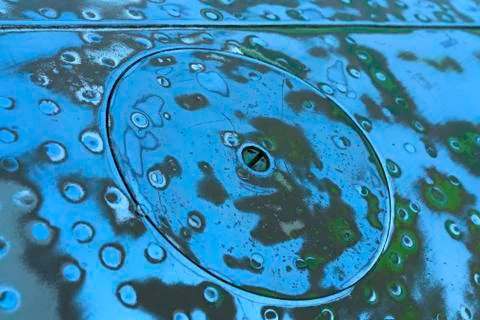 Sanded steel surface with rivets blue color Stock Photos