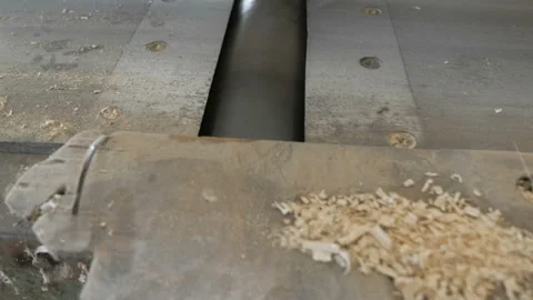 Sander machine for processing timber on industry.  Sawdust on equipment Stock Footage 89025551