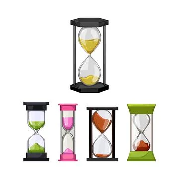Sandglass time passing measurement countdown collection Stock Illustration