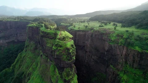 Sandhan Valley Rock Corridor, Dramatic Canyon in the Sahyadri Ghats Stock Footage 323049023
