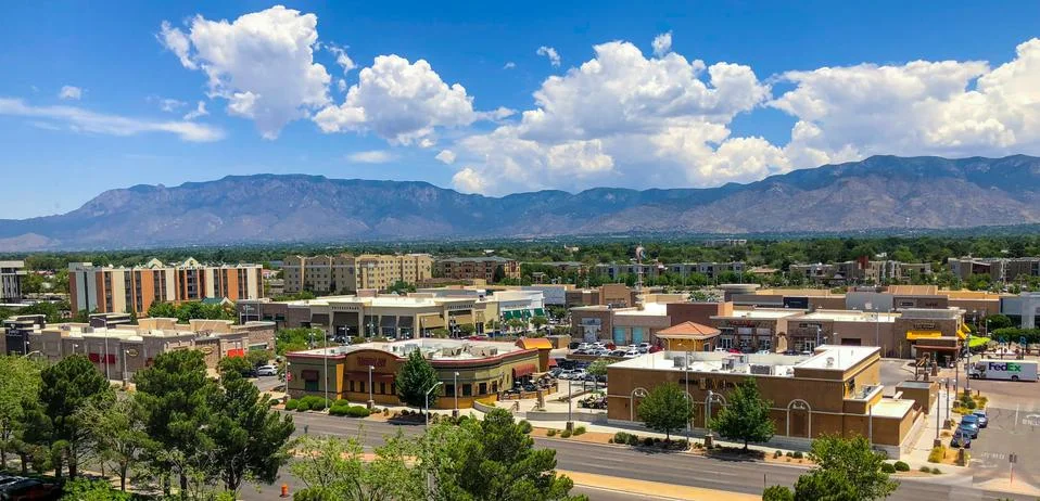 Sandia Mountains Against a Beautify Blue Sky in Albuquerque, New Mexico Stock Photos