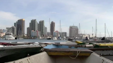 SanDiegoBoatsSkyline Stock Footage 662044
