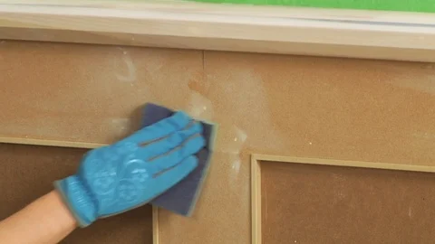 Sanding and Preparing Wood Before Staining Stock Footage 111497615