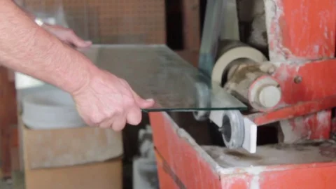 Sanding Glass - close-up Stock Footage 83058285