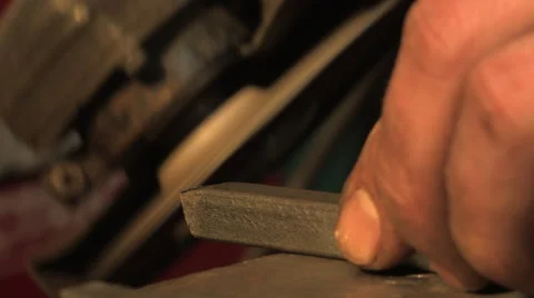 Sanding / Grinding Metal Tool making Stock Footage 40342354