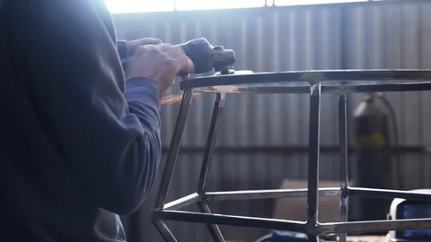 Sanding machine with a metal product Stock Footage 130118103