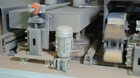 Sanding machine.the process of grinding wooden doors on the machine.production Video stock 98167128