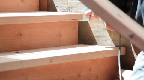 Sanding stairs Stock Footage 39742676