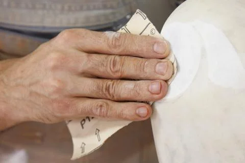 Sanding white marble Stock Photos