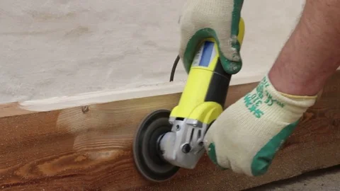 Sanding wood with grinder Stock Footage 77297813
