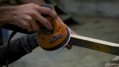 Sanding wood slow motion Stock Footage 143455093