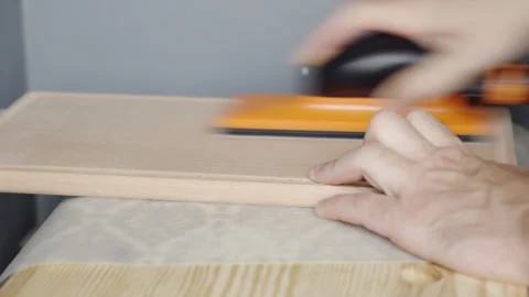 Sanding a Wooden Blank in a Woodworking Workshop Stock Footage 315474553