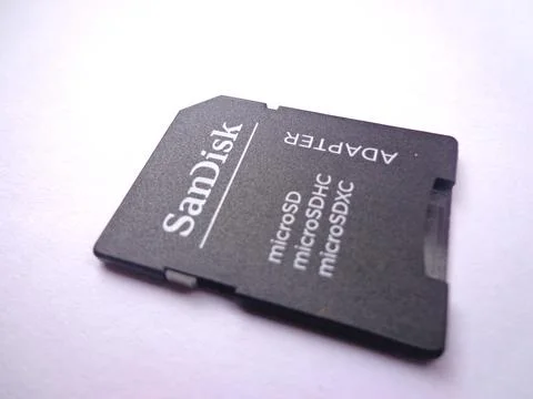 Sandisk micro sd adapter on a white background Stockfoto's