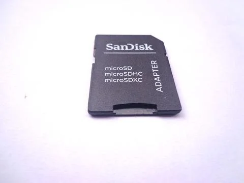 Sandisk micro sd adapter on a white background Stock-Fotos