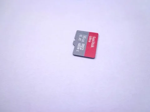 Sandisk Utra Micro Sd Card with 16 Giga byte storage capacity Stock Photos