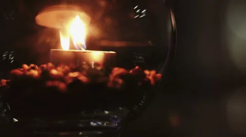 Сandle burning evening in a cafe Stock Footage 41302720
