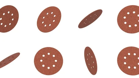 Sandpaper Discs Falling on a White Background. Stylized Sandpaper 3D. 4K Stock Footage 310535340