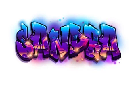 Sandra Name Text Graffiti Word Design 스톡 일러스트