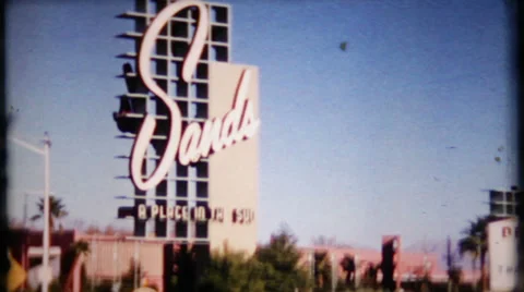 Sands and Desert Inn Hotel Casinos Las Vegas 1950s vintage film home movie 577 Stock Footage