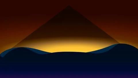Sands and pyramid at sunset Stock Illustration