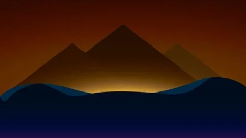 Sands and pyramids at sunset Stock Illustration