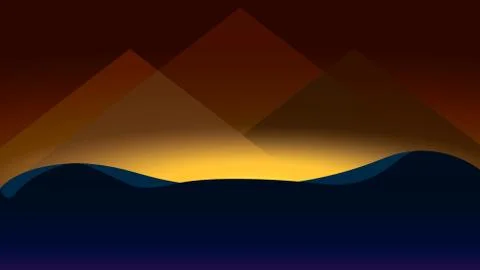 Sands and the three pyramids at sunset Stock Illustration