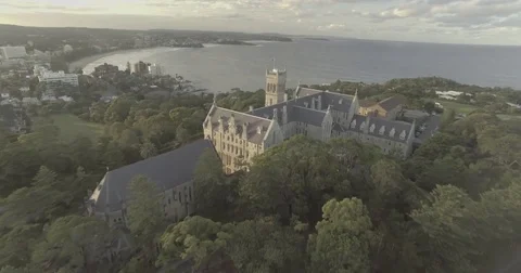 Sandstone building aerials Stock Footage 76719428