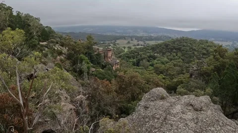 Sandstone Cliffs and Rock Formations at Paradise Park, Murrurundi - Eye of .. Stock-Footage 312066012