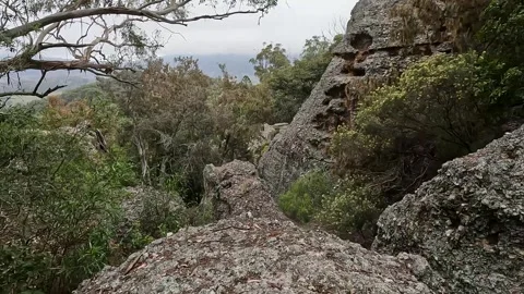 Sandstone Cliffs and Rock Formations at Paradise Park, Murrurundi - Eye of .. Stock-Footage 312066018