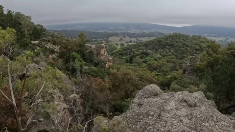 Sandstone Cliffs and Rock Formations at Paradise Park, Murrurundi - Eye of .. Stock-Footage 312066019