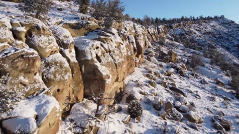 Sandstone cliffs dusted in snow Stock-Footage 310576937