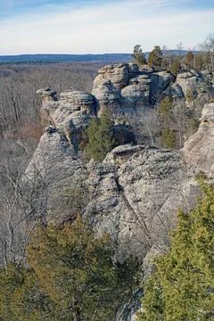 Sandstone Cliffs Emerging From the Forest Stock Photos